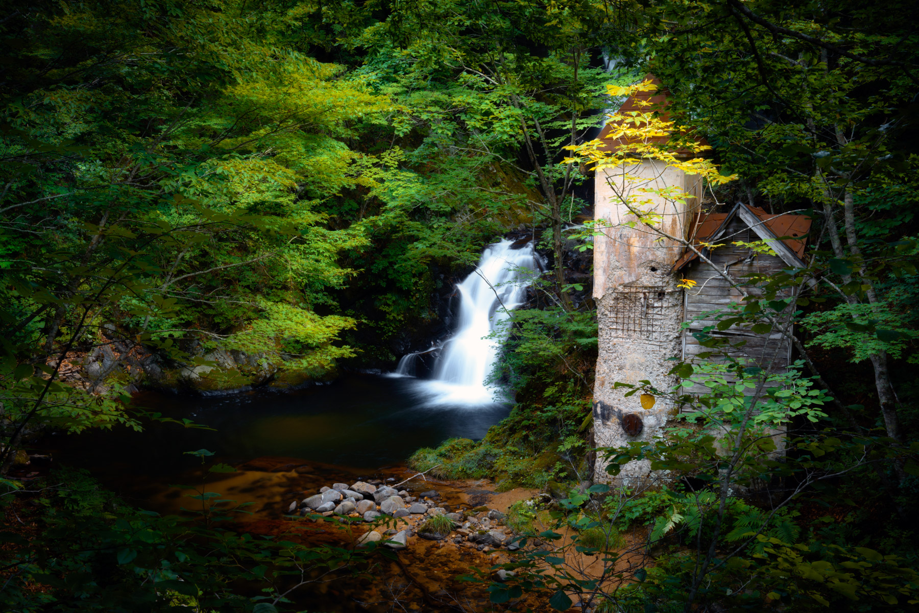 abandoned, aomori, factory, haikyo, japan, japanese, natural, nature, ruin, tohoku, urban exploration, urbex, waterfall