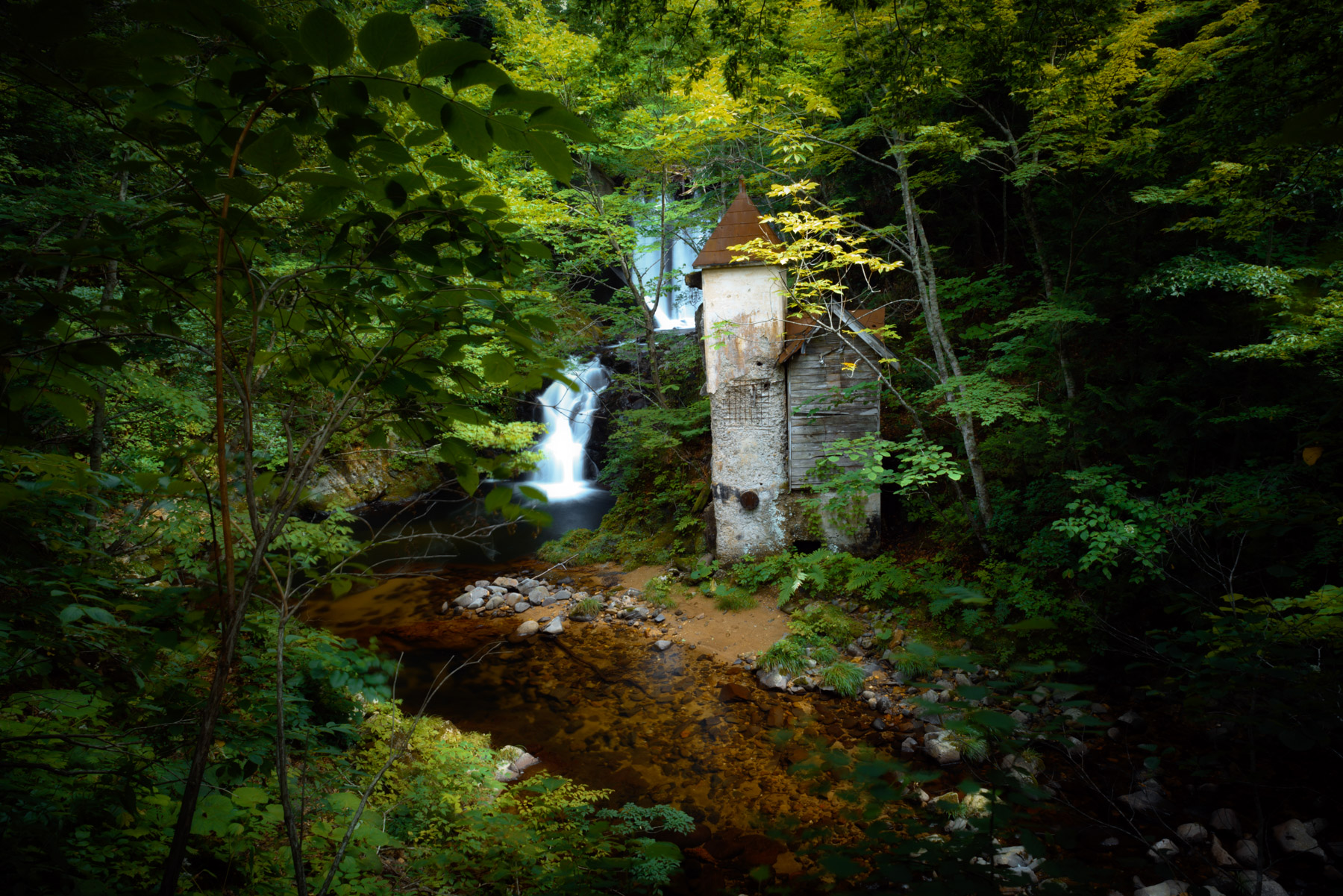 abandoned, aomori, factory, haikyo, japan, japanese, natural, nature, ruin, tohoku, urban exploration, urbex, waterfall