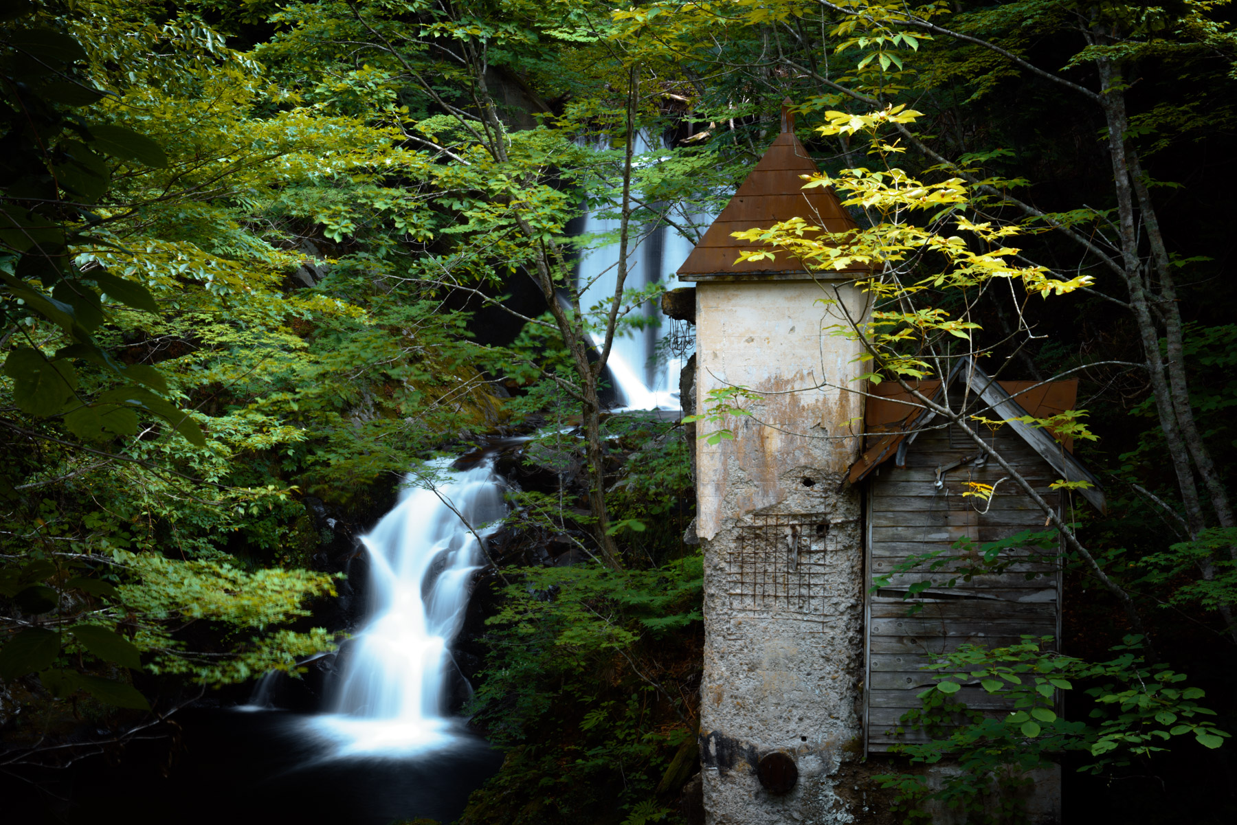 abandoned, aomori, factory, haikyo, japan, japanese, natural, nature, ruin, tohoku, urban exploration, urbex, waterfall